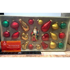 Holiday Home Accents Glass Ornament Value Pack 23 Piece Christmas Decor Set